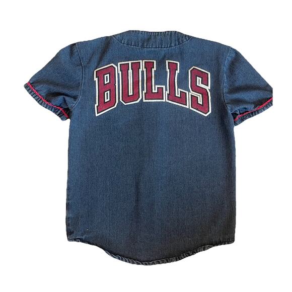 Chicago Bulls NBA Basketball Baseball‎ Style Denim Red Jersey Size S - Picture 4 of 4